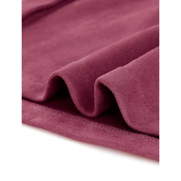 Women Pinafore Overall Dress Button Down Faux Suede with Pockets Wine Red - Picture 6 of 6